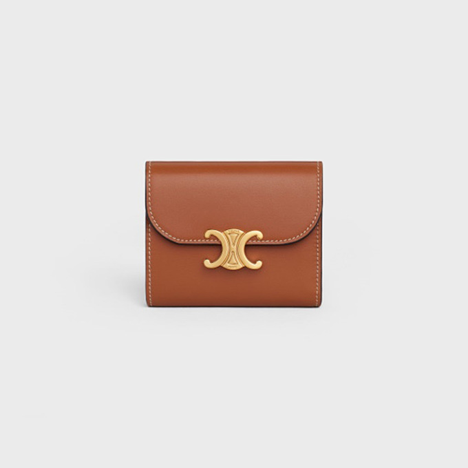 celine triomphe smooth leather compact wallet